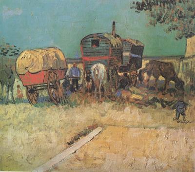 Vincent Van Gogh Encampment of Gypsies with Caravans (nn04)